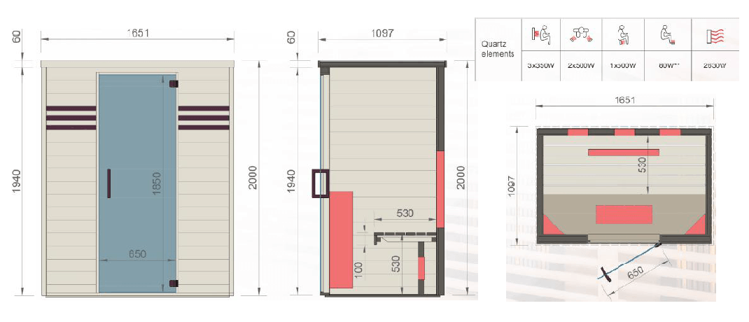 Cabine Infrarouge<br> Wenge Infra 165 spa-suisse.ch