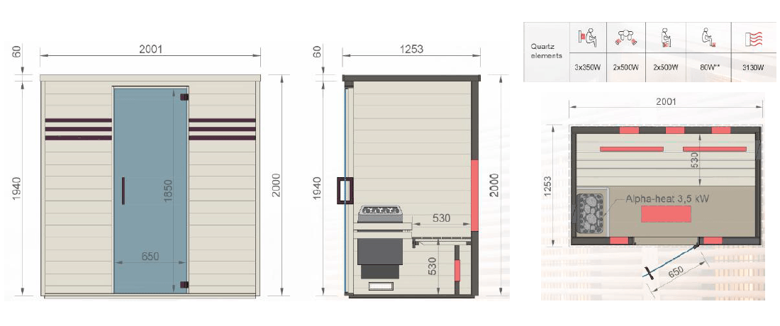 Sauna Infrarouge 2 en 1<br> Wenge Combi - spa-suisse.ch