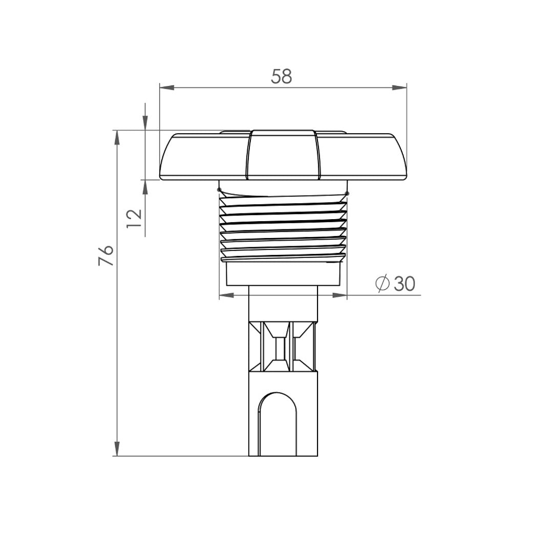 Schéma des dimensions de la buse Wellis 5,8 cm jet directionnel