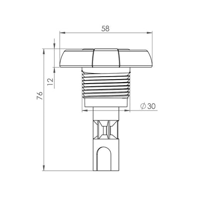 Schéma des dimensions de la buse Wellis 5,8 cm jet directionnel