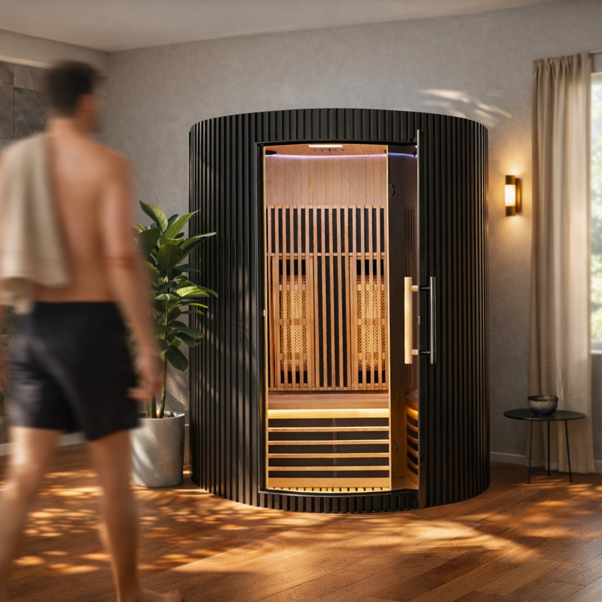 Sauna infrarouge design au format circulaire – Holl's Moon 2 places