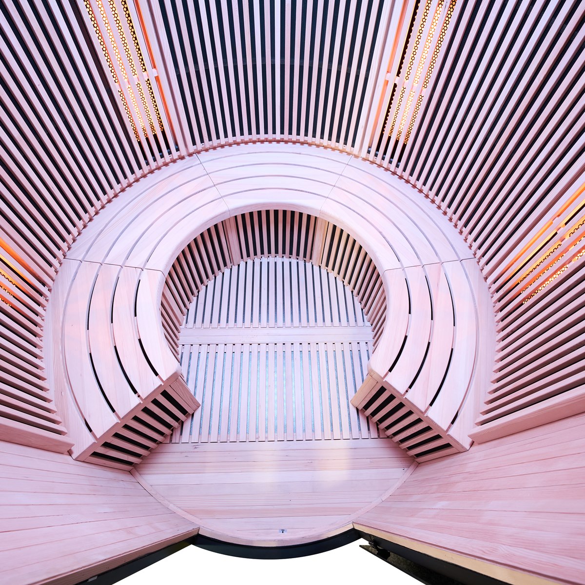 Grand sauna infrarouge circulaire à partager – Holl's Moon 4 places