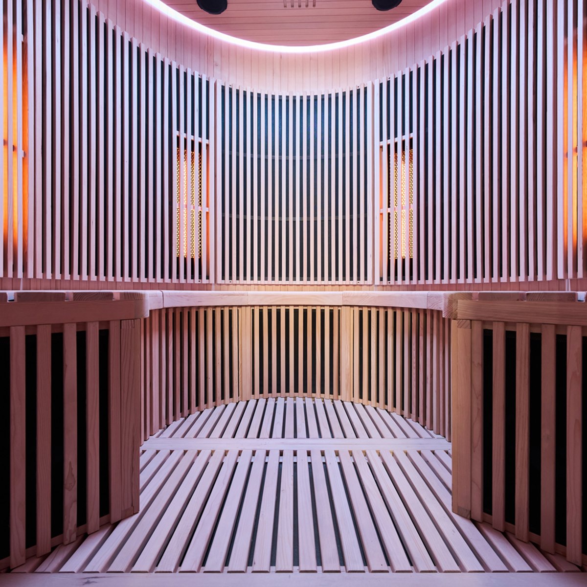 Grand sauna infrarouge circulaire à partager – Holl's Moon 4 places