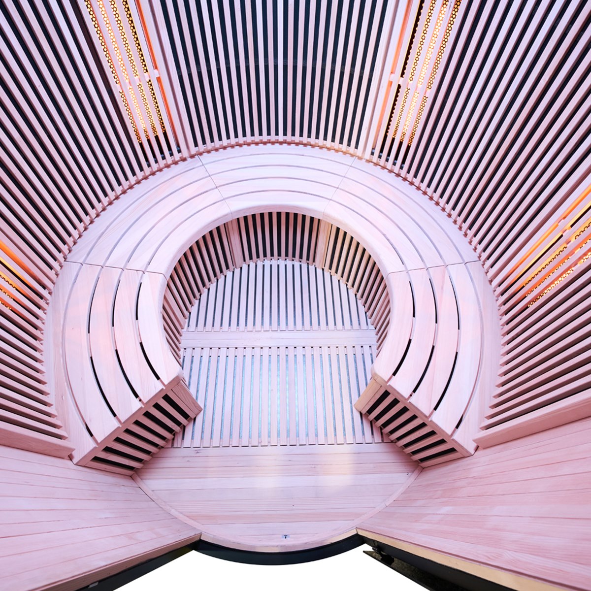 Grand sauna infrarouge circulaire à partager – Holl's Moon 4 places