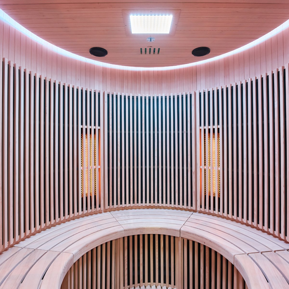 Grand sauna infrarouge circulaire à partager – Holl's Moon 4 places