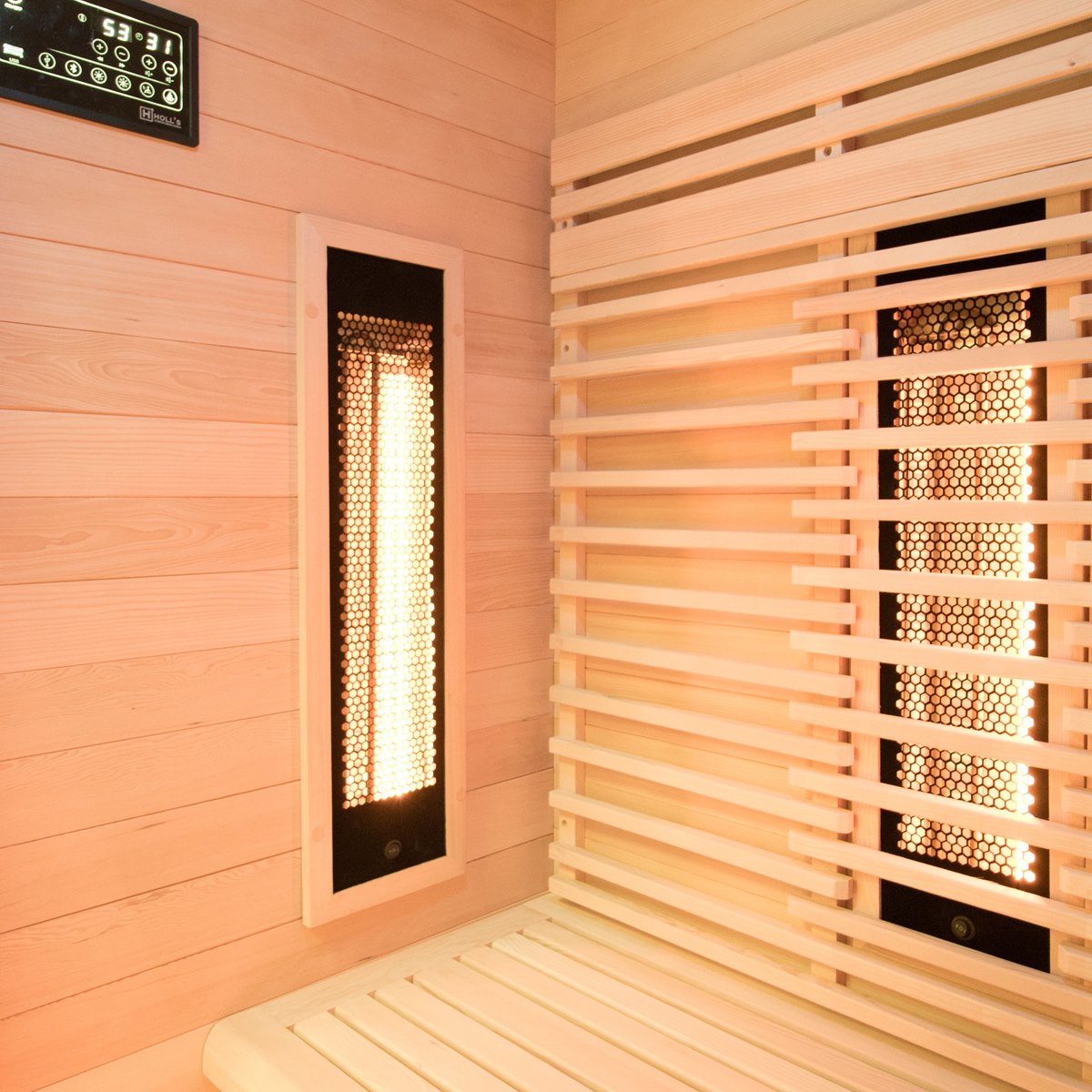 Sauna infrarouge d'angle compact – Holl's PureWave EVO 3 places angulaire
