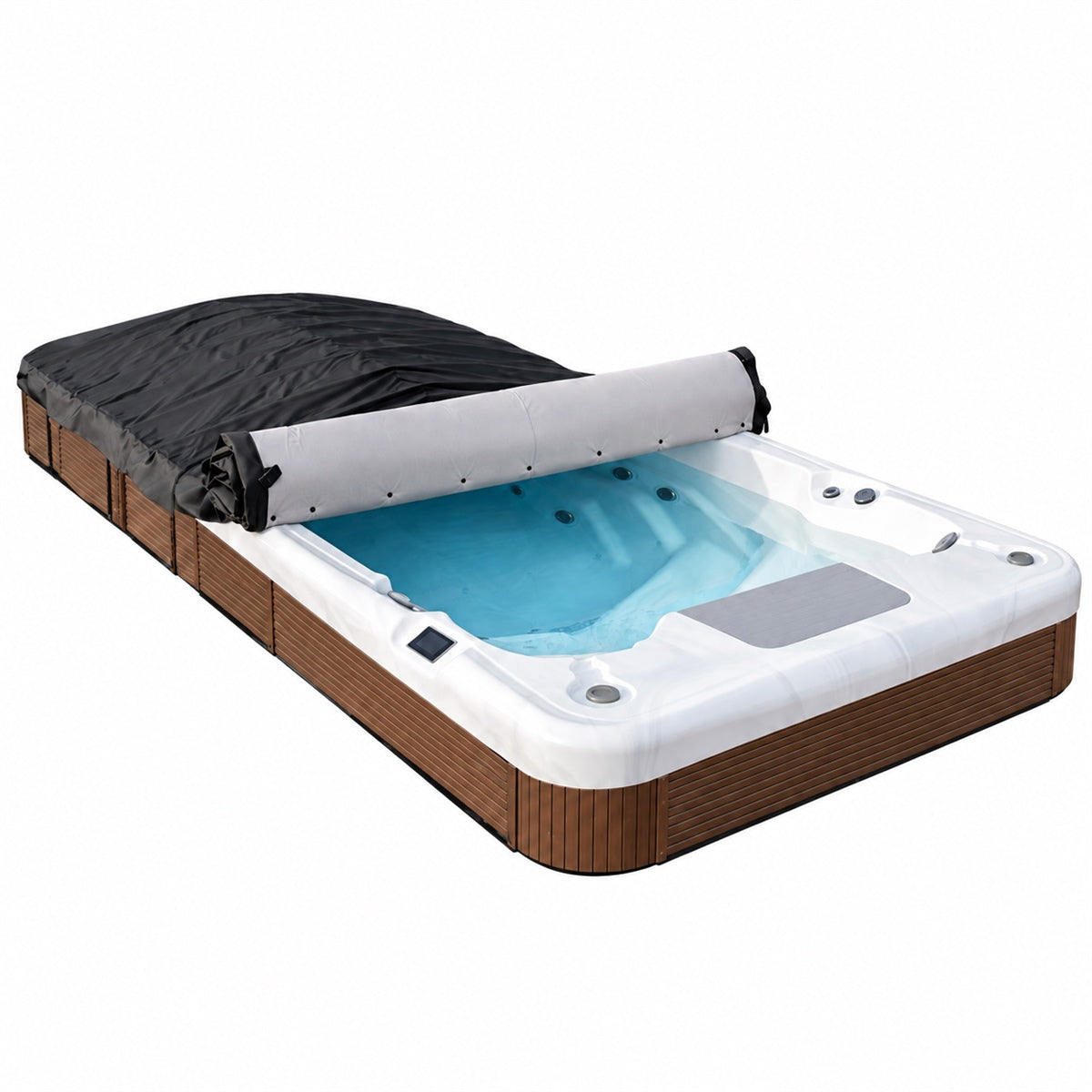 RollCover Couverture de spa de nage Wellis - ouverte - fond blanc