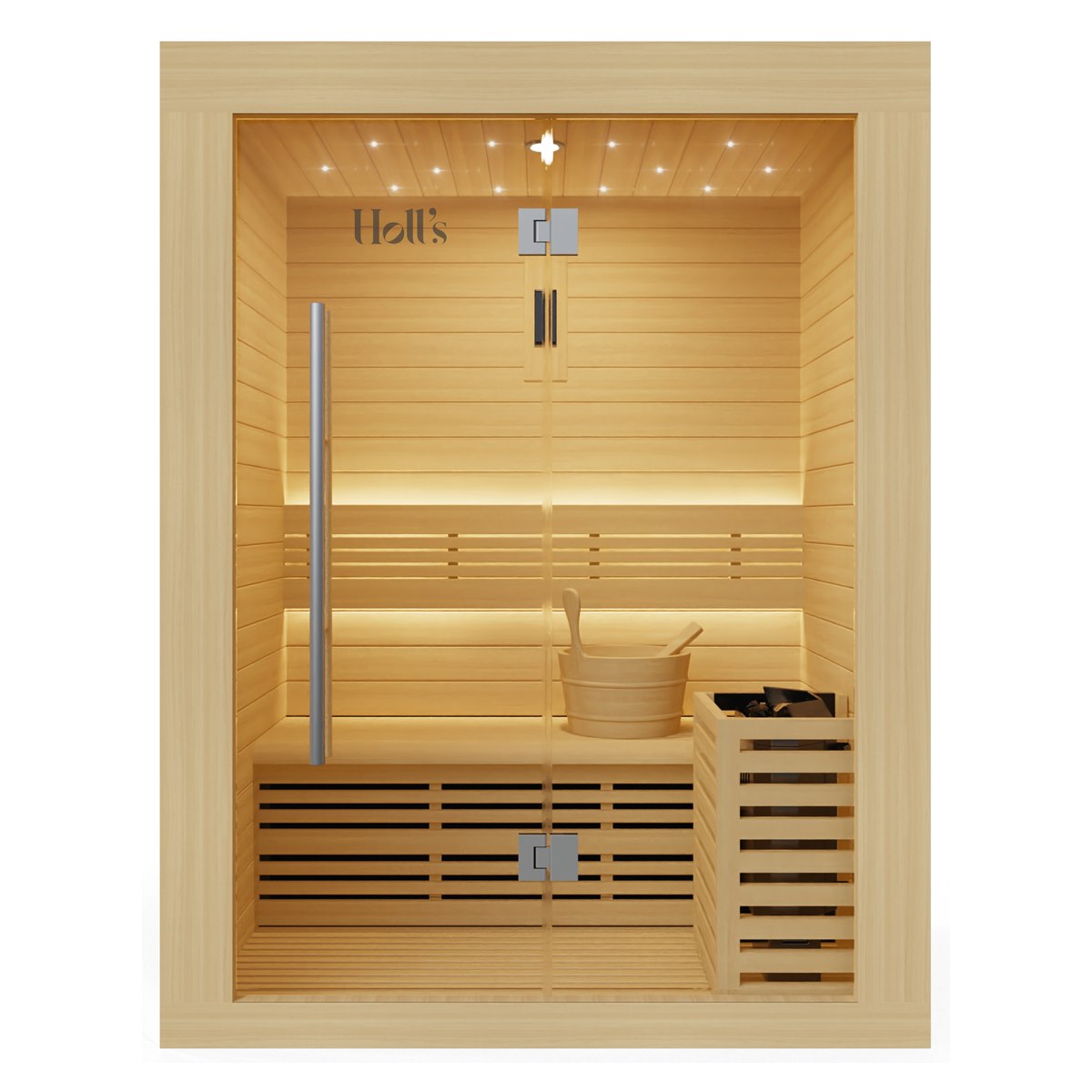 Holl's Utopia 3 – Sauna d'intérieur en Hemlock avec plafond ciel étoilé
